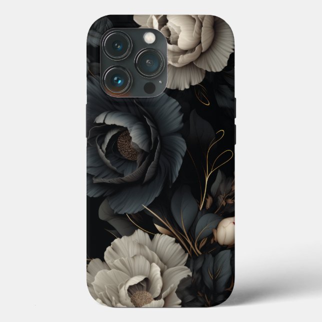 Schwarz-Weiß-Blume Case-Mate iPhone Hülle (Rückseite)