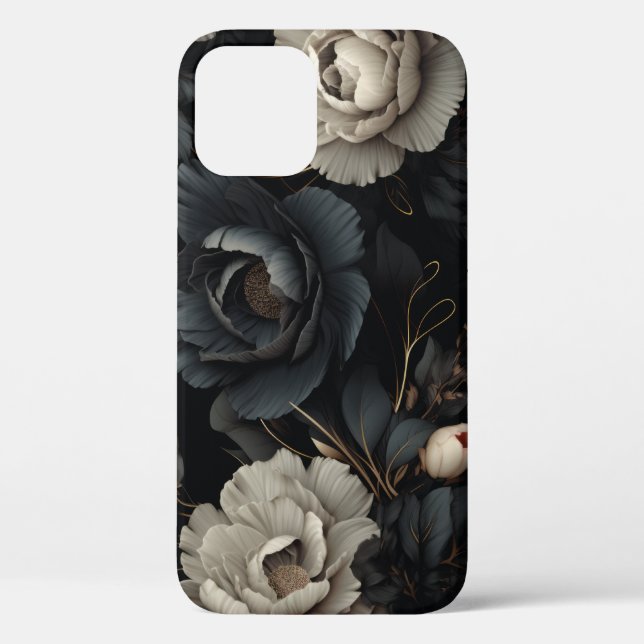 Schwarz-Weiß-Blume Case-Mate iPhone Hülle (Rückseite)