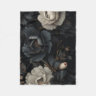 Schwarz-Weiß-Blume Fleecedecke