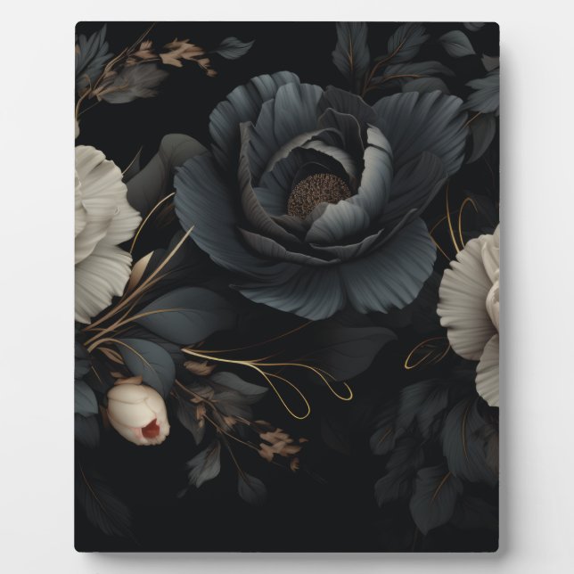 Schwarz-Weiß-Blume Fotoplatte (Vorderseite)