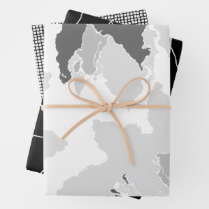 Schwarz-Weiß-Blume Geschenkpapier Set