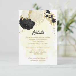 Schwarz-Weiß-Blume-Goldhochzeit Begleitkarte