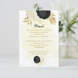 Schwarz-Weiß-Blume-Goldhochzeit Begleitkarte