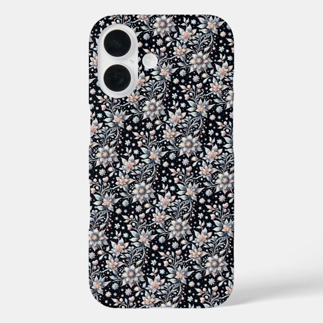 Schwarz-Weiß-Blume iPhone 16 Hülle (Rückseite)