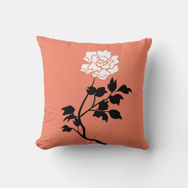 Schwarz-Weiß-Blume Kissen (Vorderseite)