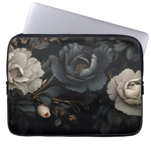 Schwarz-Weiß-Blume Laptopschutzhülle
