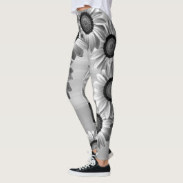Schwarz-Weiß-Blume Leggings
