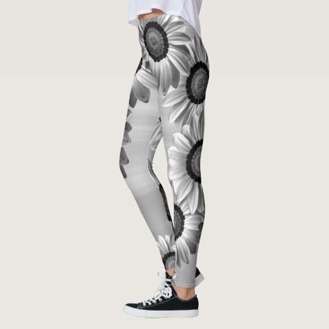 Schwarz-Weiß-Blume Leggings (Links)
