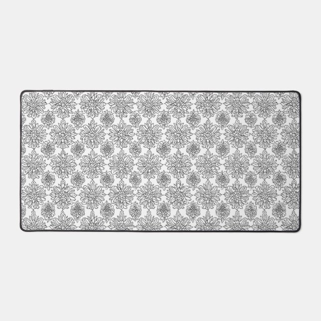 Schwarz-Weiß-Blume Mama-Schreibtisch Mat Schreibtischunterlage (Vorderseite)
