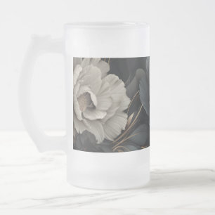 Schwarz-Weiß-Blume Mattglas Bierglas