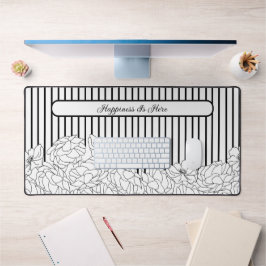 Schwarz-Weiß-Blume mit benutzerdefinierten Striche Schreibtischunterlage