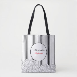 Schwarz-Weiß-Blume mit Streifen Bridesmaid Tasche