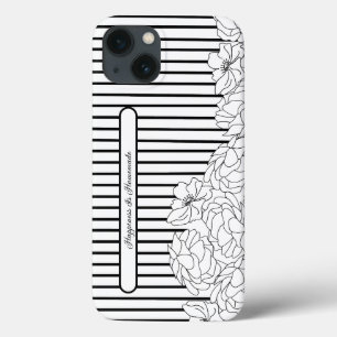 Schwarz-Weiß-Blume mit Streifen Case-Mate iPhone Hülle