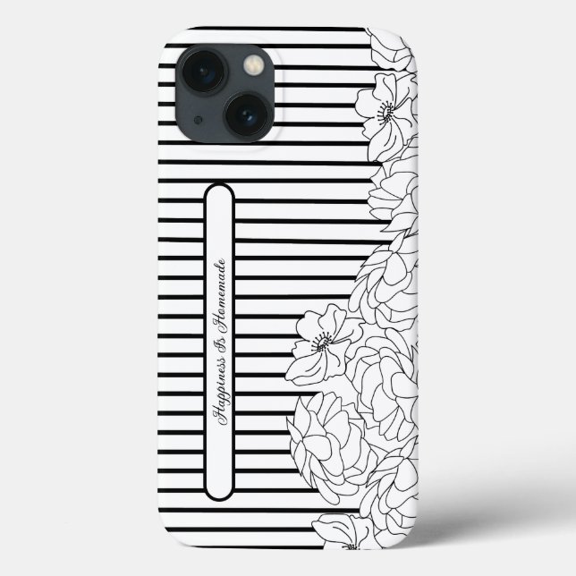 Schwarz-Weiß-Blume mit Streifen Case-Mate iPhone Hülle (Rückseite)