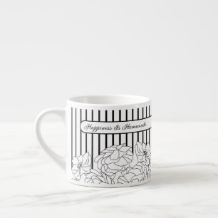 Schwarz-Weiß-Blume mit Streifen Espressotasse