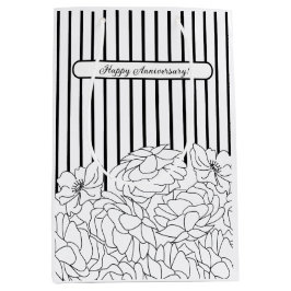 Schwarz-Weiß-Blume mit Streifen Mittlere Geschenktüte