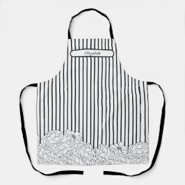 Schwarz-Weiß-Blume mit Streifen Schürze