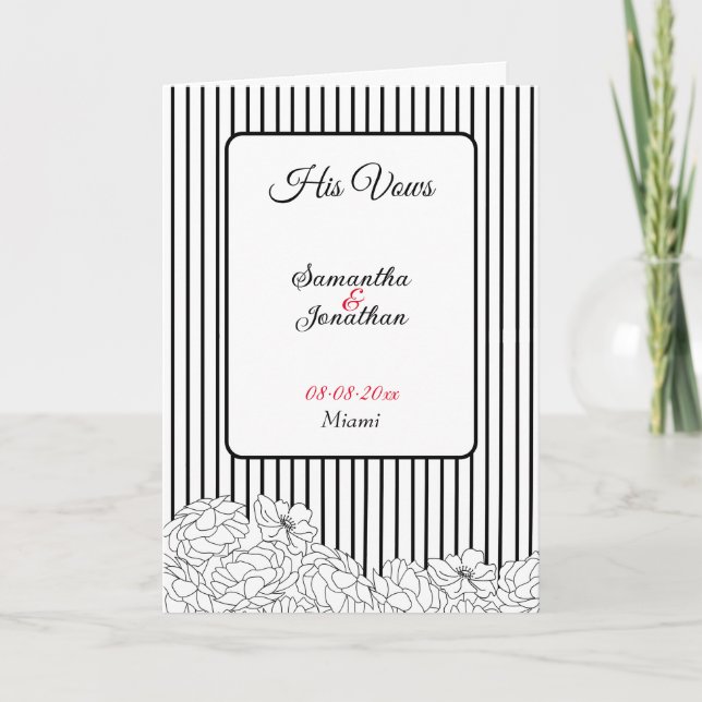 Schwarz-Weiß-Blume mit Strip-Karten Dankeskarte (Vorderseite)