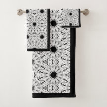 Schwarz-Weiß-Blume Muster Badetücher