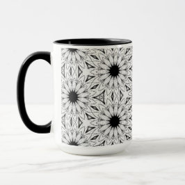 Schwarz-Weiß-Blume-Muster Tasse