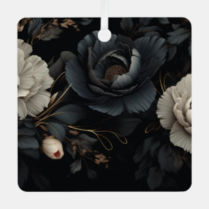 Schwarz-Weiß-Blume Ornament Aus Metall
