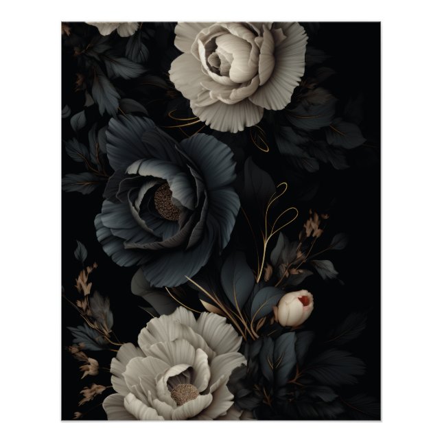 Schwarz-Weiß-Blume Poster (Vorderseite)