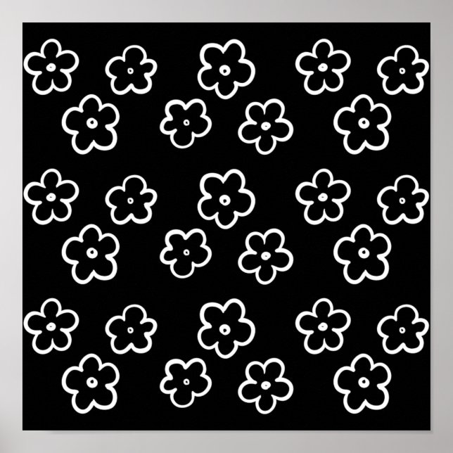 Schwarz-Weiß-Blume Poster (Vorne)