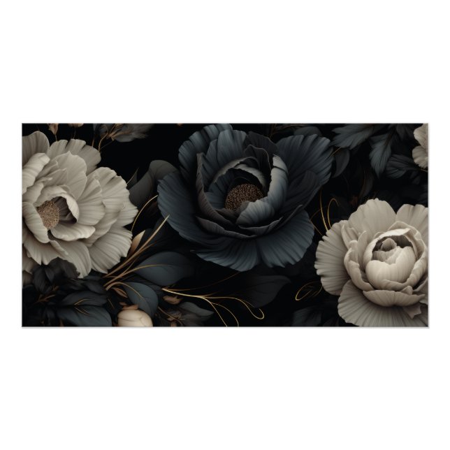 Schwarz-Weiß-Blume Poster (Vorderseite)