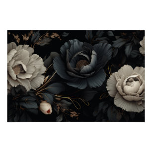 Schwarz-Weiß-Blume Poster