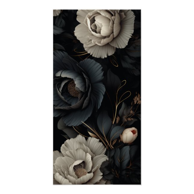 Schwarz-Weiß-Blume Poster (Vorderseite)
