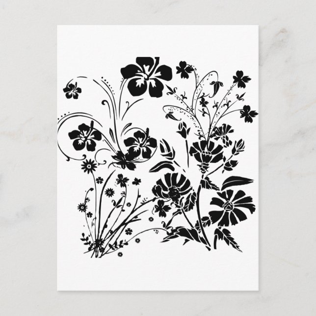 Schwarz-Weiß-Blume Postkarte (Vorderseite)