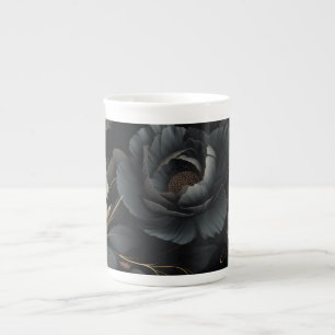 Schwarz-Weiß-Blume Prozellantasse