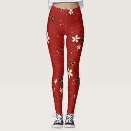 Schwarz-Weiß-Blume, rote Leggings