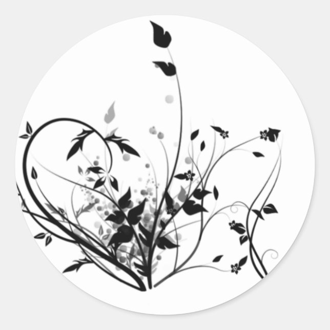 Schwarz-Weiß-Blume Runder Aufkleber (Vorderseite)