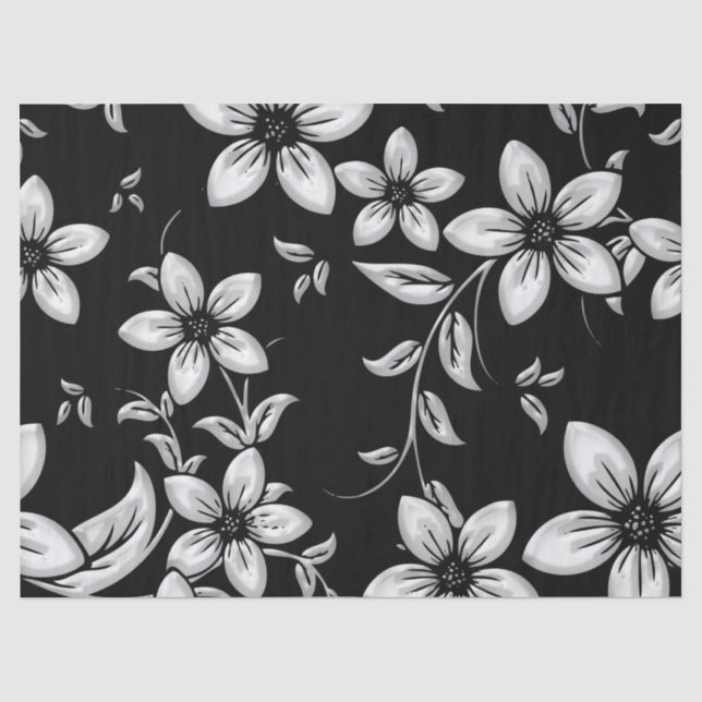 Schwarz-Weiß-Blume Seidenpapier (Vorderseite)