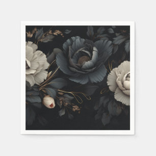 Schwarz-Weiß-Blume Serviette