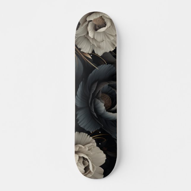 Schwarz-Weiß-Blume Skateboard (Vorne)
