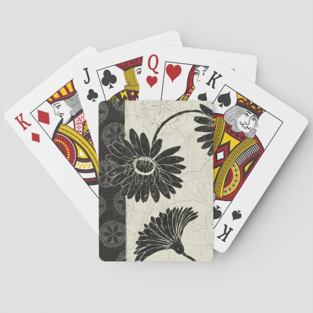 Schwarz-Weiß-Blume Spielkarten (Rückseite)