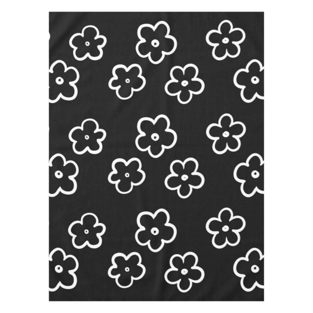 Schwarz-Weiß-Blume Tischdecke (Vorderseite)