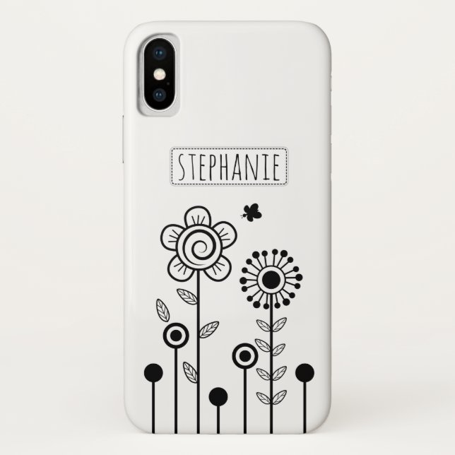 Schwarz-Weiß-Blume und Blumenbezeichnungen Case-Mate iPhone Hülle (Rückseite)