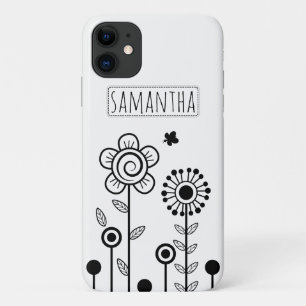 Schwarz-Weiß-Blume und Blumenbezeichnungen Case-Mate iPhone Hülle