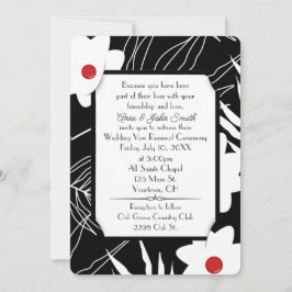 Schwarz-Weiß-Blume-Vow-Renewal-Hochzeit Einladung