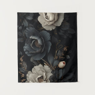 Schwarz-Weiß-Blume Wandteppich