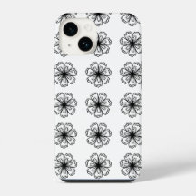 Schwarz-Weiß-Blumen-Blumen-Handyhülle für iPhone