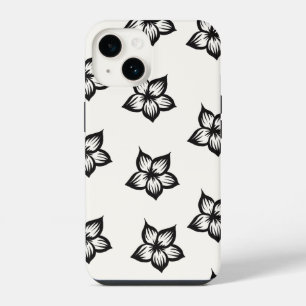 Schwarz-Weiß-Blumen-Blumen-Handyhülle für iPhone 1 14 Hülle