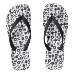 Schwarz-Weiß-Blumen Flip Flops