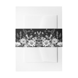 Schwarz-Weiß-Blumen-Grenzhochzeit Einladungsbanderole