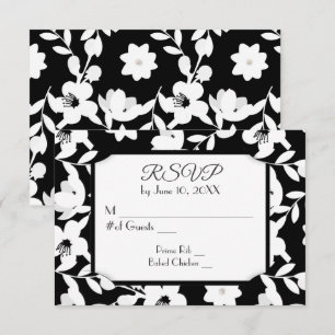 Schwarz-Weiß-Blumen-RSVP RSVP Karte