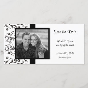 Schwarz-Weiß-Blumen-Save the Date-Fotokarten Save The Date