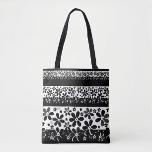 Schwarz-Weiß-Blumen Tasche